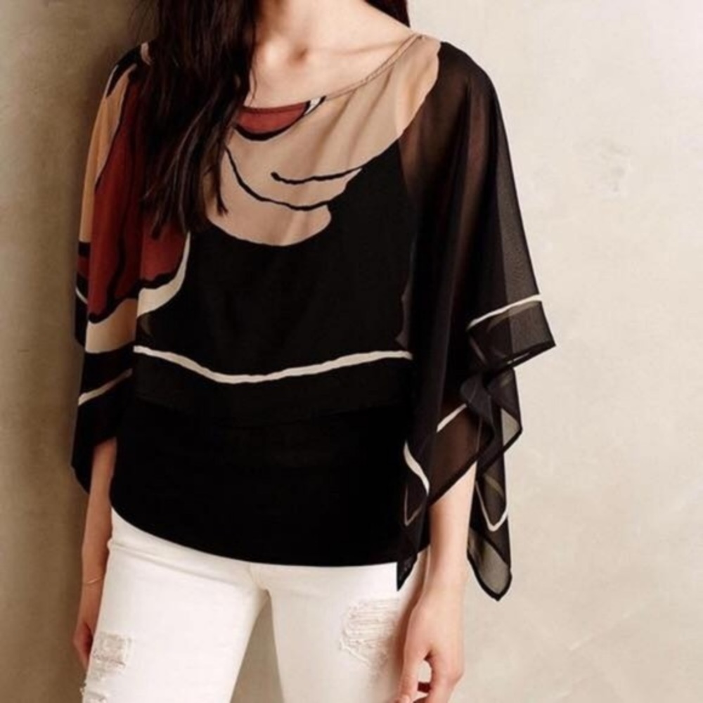 Anthropologie Tiny Scarf Overlay Top
